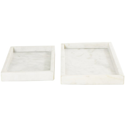 Marble Decor Tray with Raised Border Set