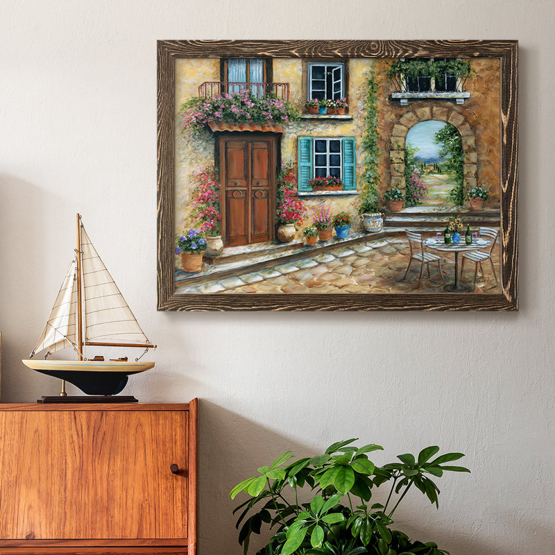 Tuscan Courtyard - Reproduction de photo sur toile simple, Noyer, H 28 po x l 42 po x P 1,5 po