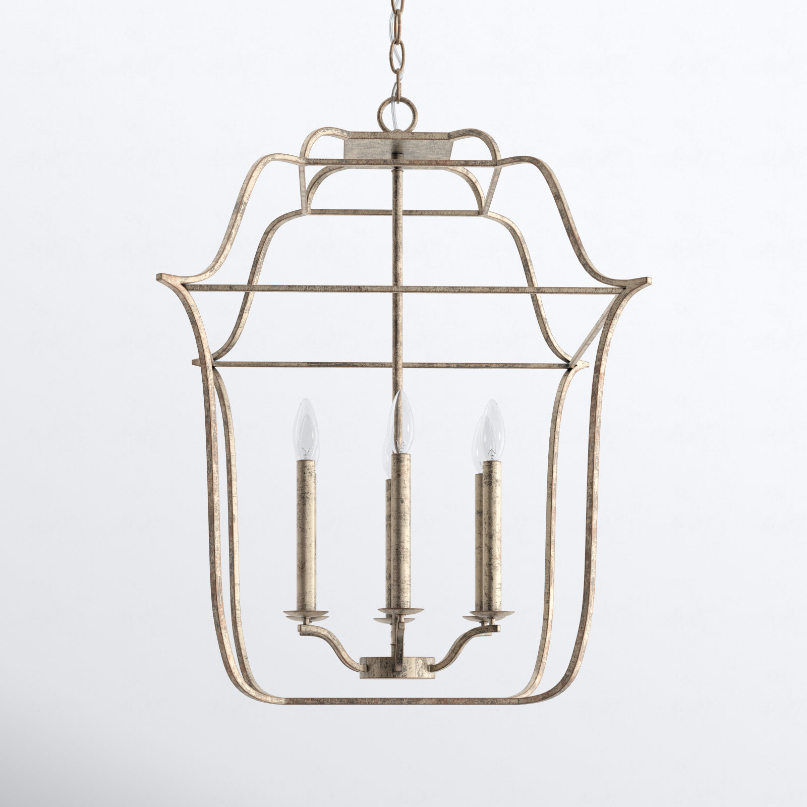 Lark 6-Light Chandelier, 30" H x 22" W x 22" D, Century Silver Leaf, 6