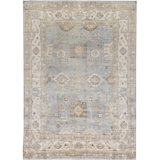 Hand-Knotted High-Quality Light Blue and Ivory Area Rug