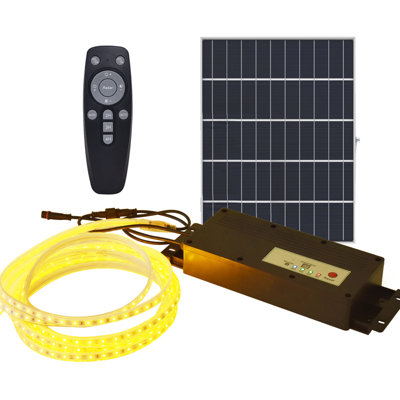 20 Meter Solar Powered LED Strips with Silicon Cover, IP65, 6V 12W Solar Panel with 12000 mAh battery, Remote Included. 3000K