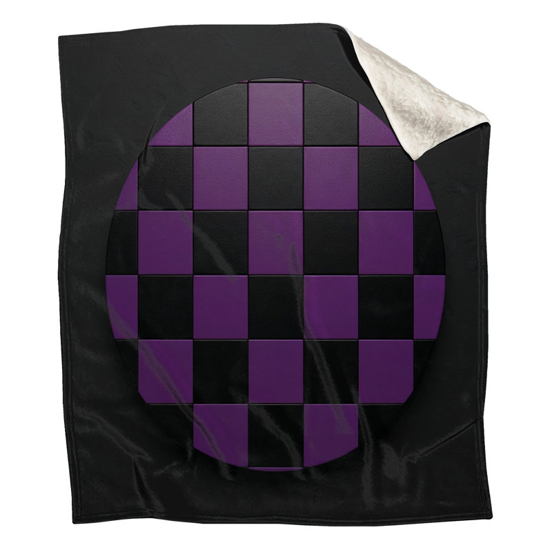 Couvertures mauves à carreaux noirs, 60in W x 80in H