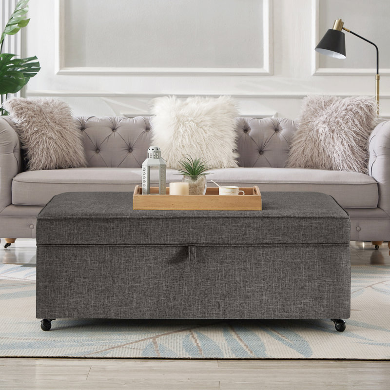 Grand contemporain avec rangement et rotation à 360 degrés pour le salon, fonction de table basse, roues de canapé modernes de 42 po x 21 po x 10,5 po, surface, coussins de couvertures puissants, matériau principal en lin