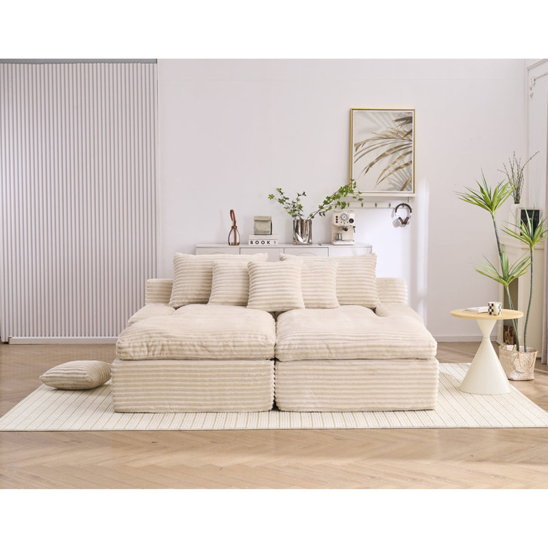 Fauteuils inclinables beiges peu encombrants, confort en velours côtelé, salon moderne