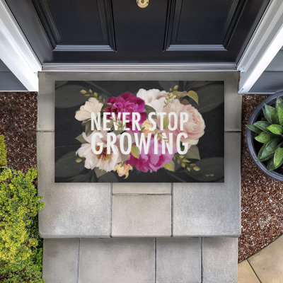  Tapis de porte rembourré à séchage rapide antidérapant Never Stop Growing with Roses, 18 po x 30 po