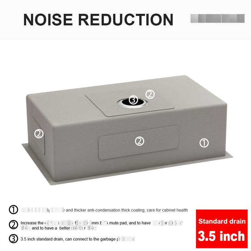 304 Stainless Steel Undermount Sink 30" - 10 Inch Deep, 16 Gauge, With R10 Rounded Corner And Included Template Installation Instruction Soundproof Pad Dish Grid