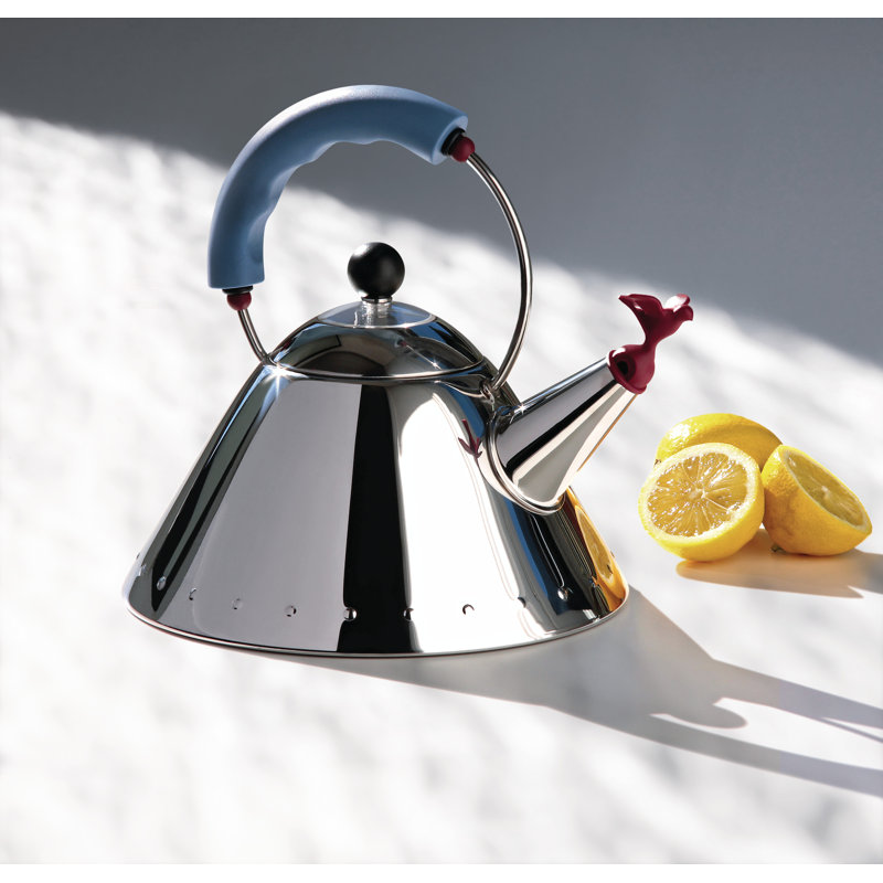 Alessi Whistling Stovetop Tea Kettle, 8.07″ H x 7.88" W, Blue