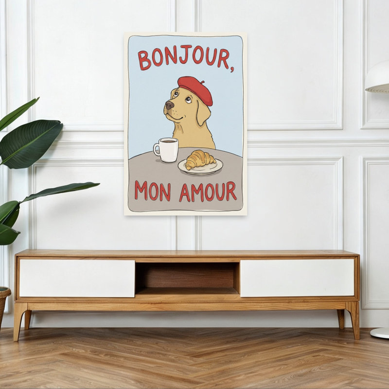 «Bonjour Mon Amour Dog», reproduction d'art murale, 48" H x 32" W