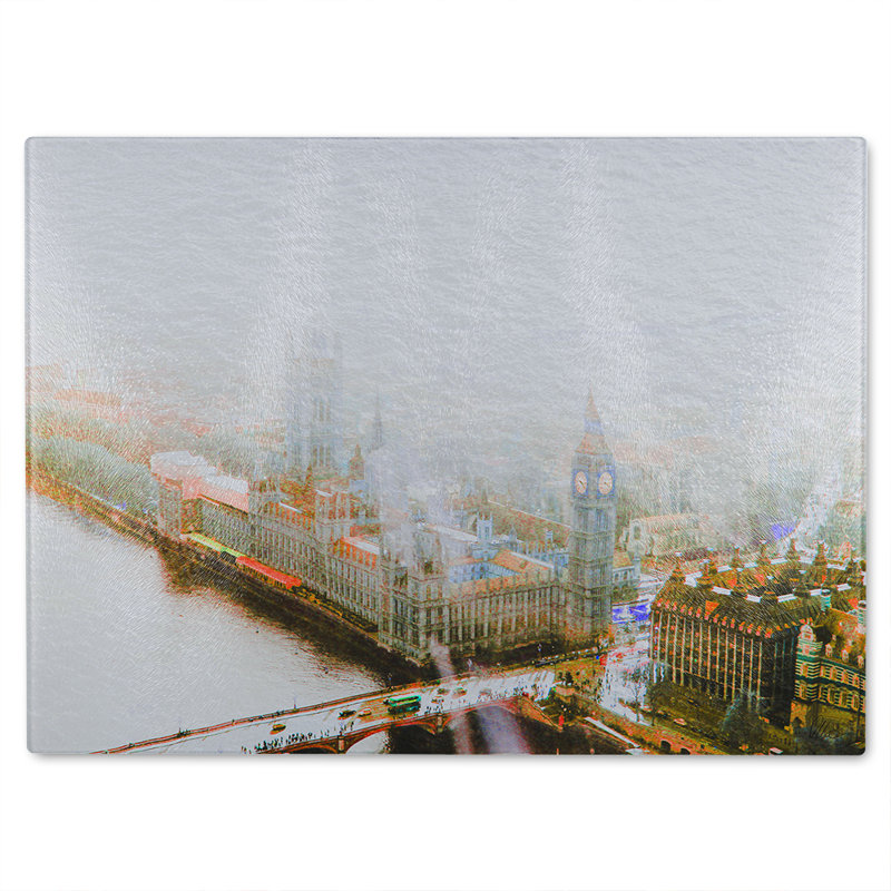 Big Ben In The Mist Glass Chopping Board, 40cm L x 28cm W