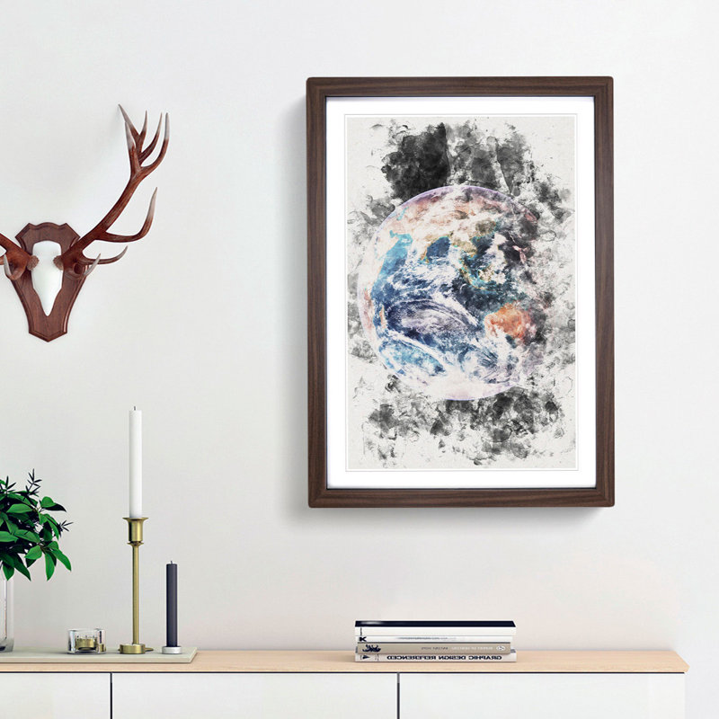 Planet Earth - Picture Frame Painting Print, Walnut Framed, 63cm H x 45cm W x 2cm D