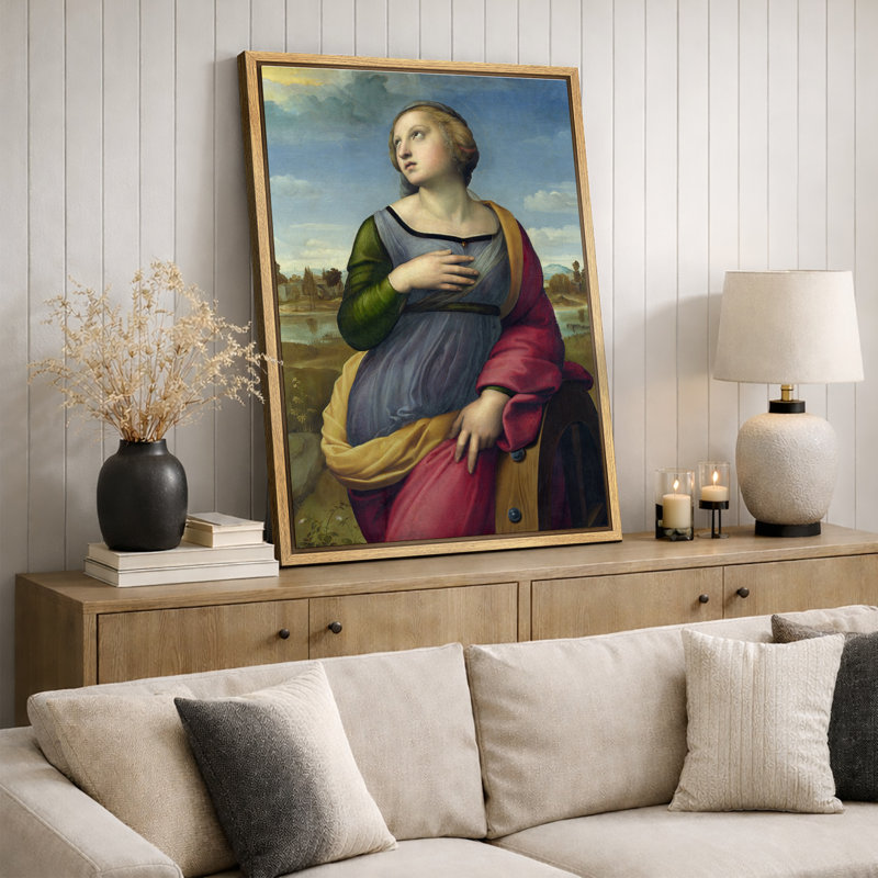 «Saint Catherine Portrait Art», art féminin de la Renaissance, reproduction d'art sur toile encadrée, Natural Floater Frame