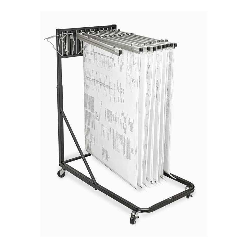 Steel Vertical File Blueprint Rolling Stand With 30 Inch Hanging Clamps
