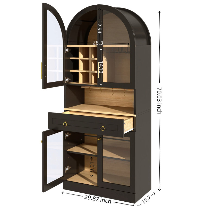 29.87 " L Bar Cabinet, Black