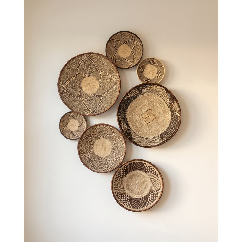 Tonga Two-Tone Handwoven Wall Basket, 13"-16" Diameter