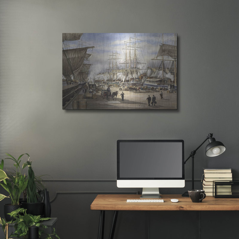 «The Green St. Wharf» par Stanton Manolakas, H 24 po x l 36 po