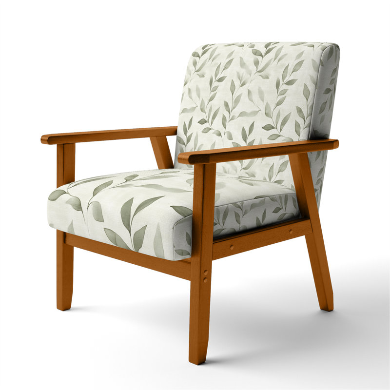 Chaise rembourrée Floral, Accoudoirs carrés bruns