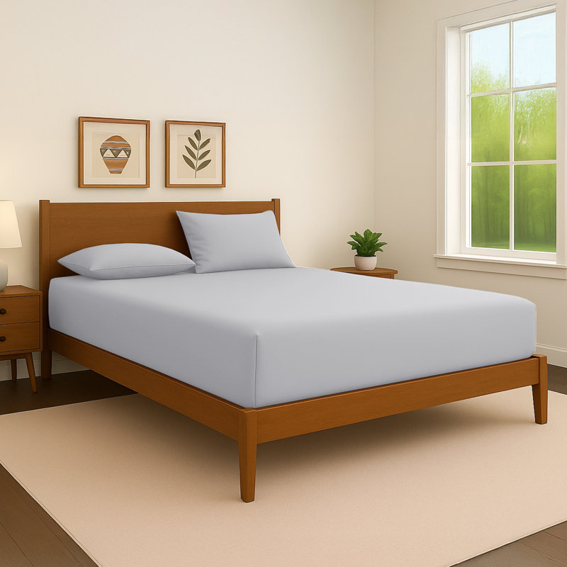 40cm Extra Deep Fitted Sheet – Soft Microfiber, Wrinkle-Free, Cooling, Elastic Corners, Silver, Double (4'6)