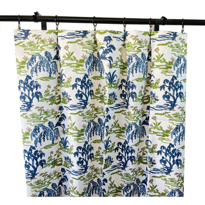Rideaux en lin vert et bleu