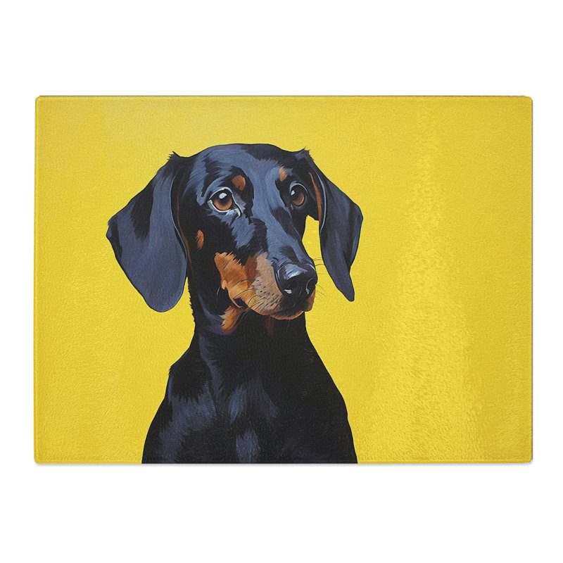 Dachshund Minimalism  Glass Chopping Board