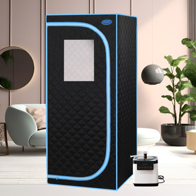 Portable Detox Therapy - 15 Gear Settings 31.5x31.5x68.9 Inch Black Full Size Relax Tent Improve Blood Circulation 2m Power Cable Length Blue Binding