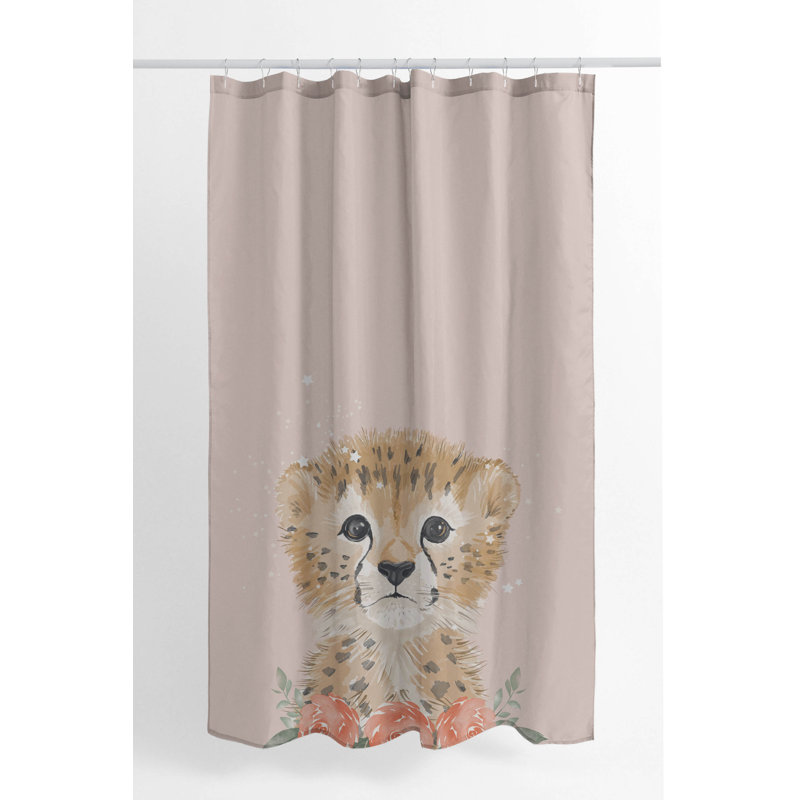 Lil Leopard Ultra-Thin Lightweight Shower Curtain, Pink/Tan