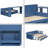 Queen Size Blue Daybed with Removable Desk, Hydraulic Side Table & Storage Drawers - Space-Saving 4-in-1 Multifunctional Sofa Bed-1107147549
