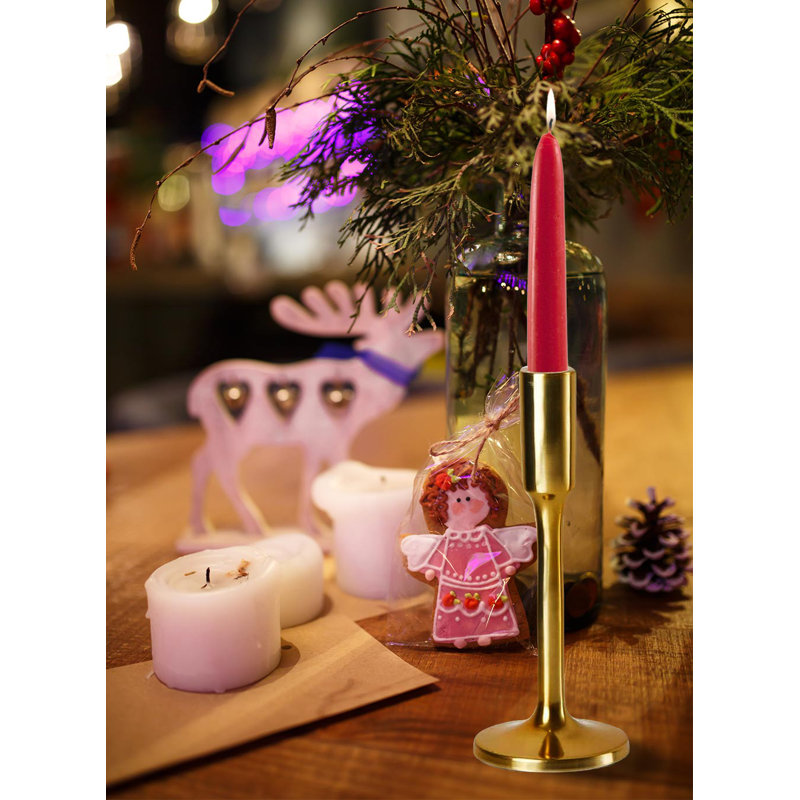 Metal Tabletop Candlestick, 10.5" H x 3.5" W x 3.5" D