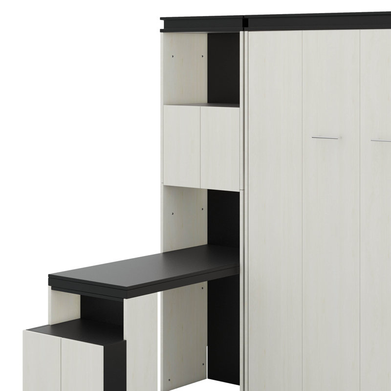 Lit escamotable double avec bureau et armoires