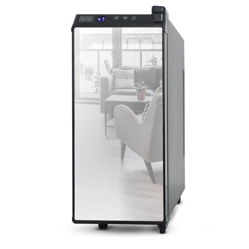 BD6 Series BLACK+DECKER Wine Cooler 8 Bottle, Wine Fridge Thermoelectric with Mirrored Front