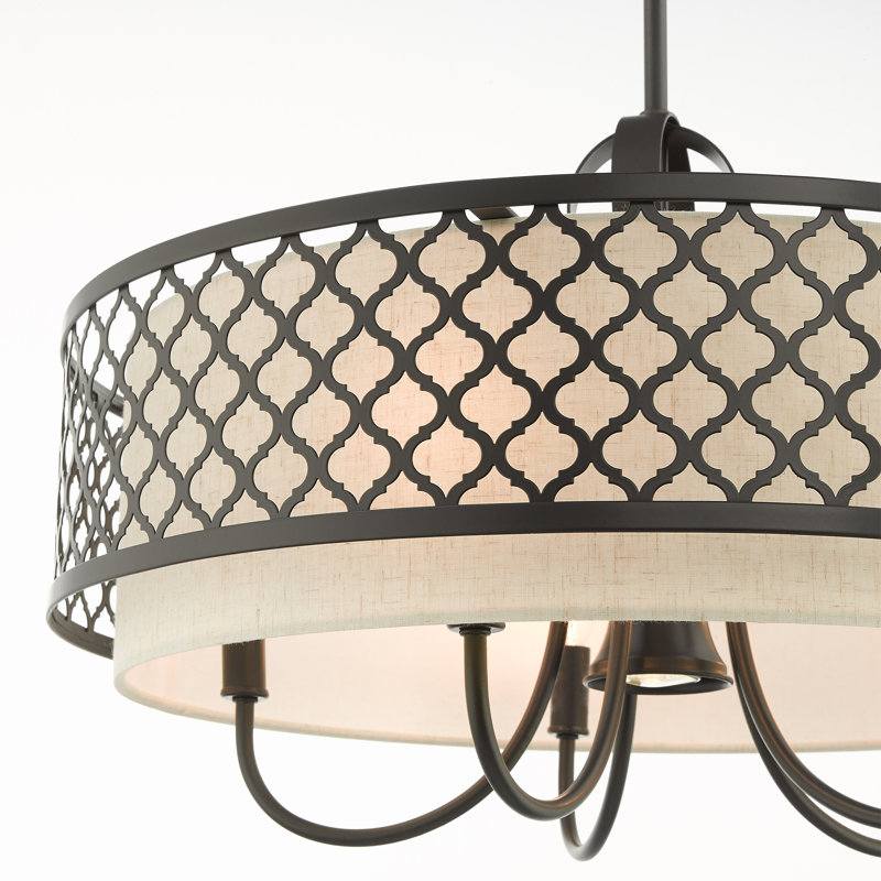 Mance 6 - Light Dimmable Drum Chandelier, English Bronze