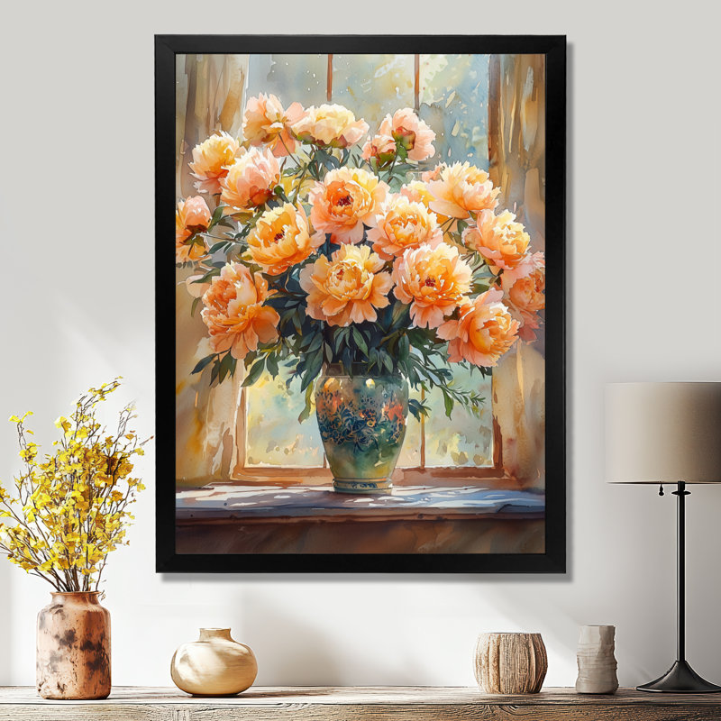 Baldridge - impression sur toile florale, Noir, noir, noir, noir, H 20 po x l 12 po, Reproduction encadrée d'une seule photo