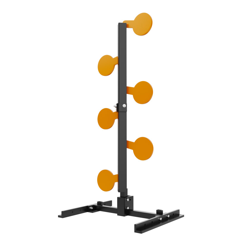 Ensemble de cible d'arbre de duel AR500 - Six palettes de tir réactives de 6,3 po x 3 mm avec support, cibles en acier AR500 pour la compétition de tir et le champ de tir extérieur