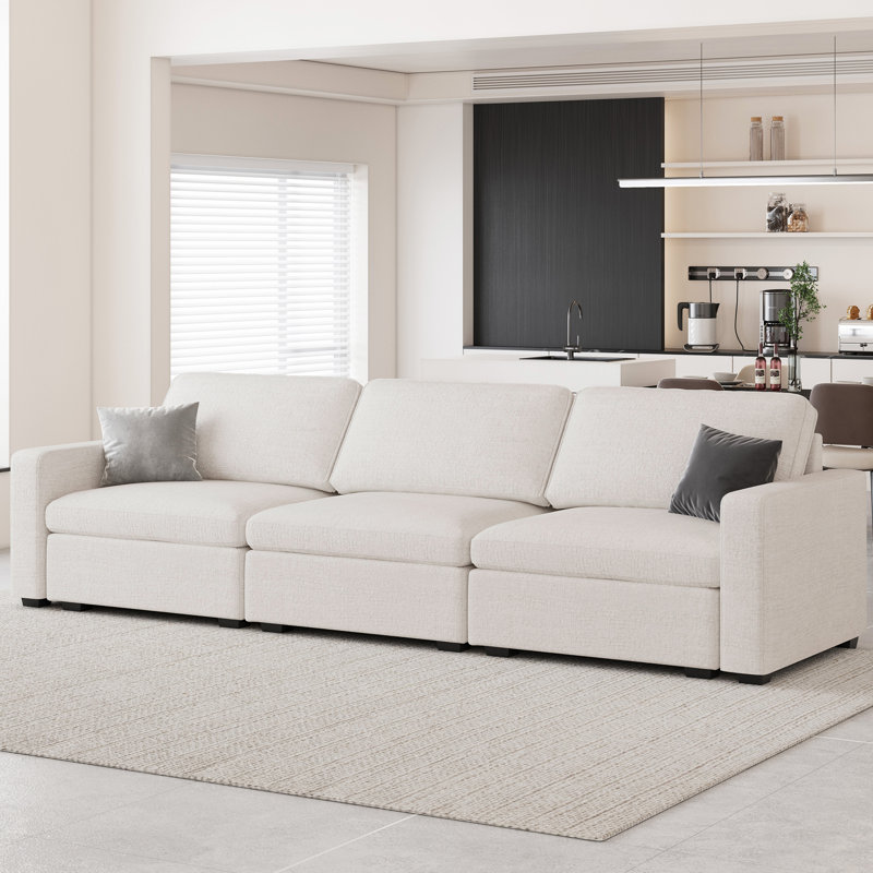 Canapé modulaire Hymes avec housse de coussin amovible, Chenille blanche