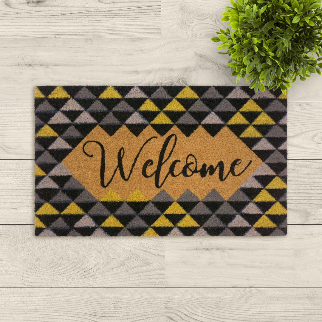 Fußmatte Cocoprint Colori - Natürliche Kokosmatte bedruckt Welcome 45 x 75 cm