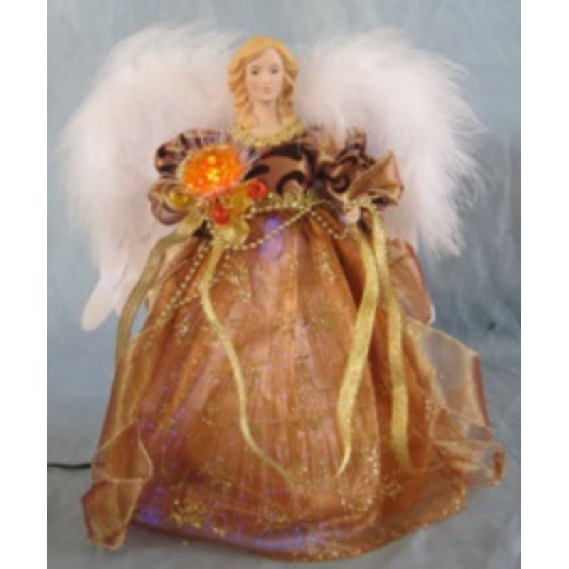 Color Changing Fiber Optic Christmas Angel Tree Topper - 12" - Brown