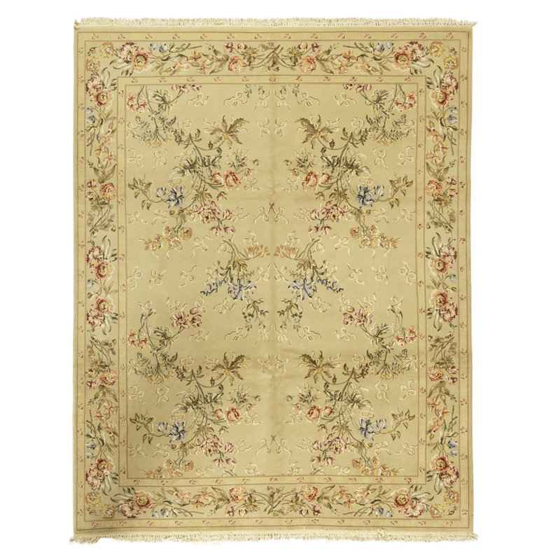 Hand Knotted Area Rug in Light Green