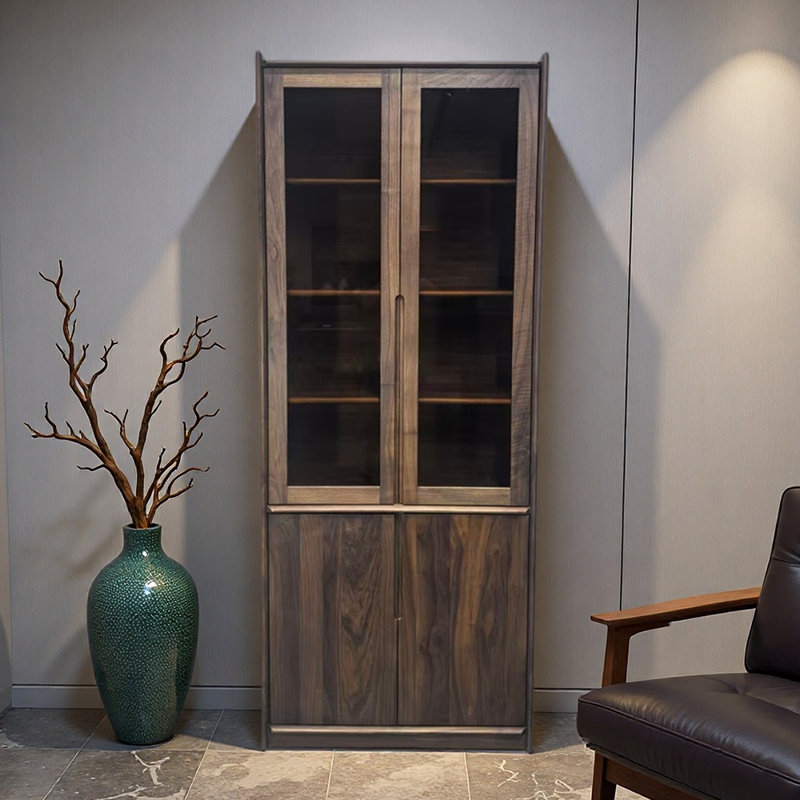 Pure solid wood black walnut bookcase