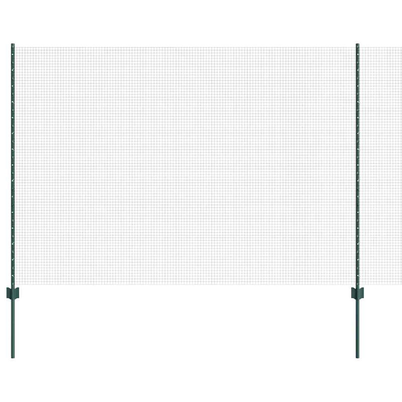 Vidaxl Fence With Posts Steel, Green, 150cm H x 2500cm W x 2.7cm D