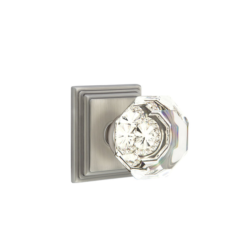 Passage Old Town Clear Crystal Knob with Wilshire Rose, Antique Nickel