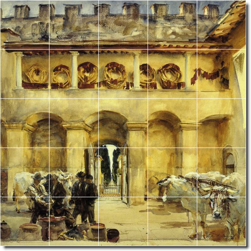 Carreau de peinture murale 40 po x 40 po 8 po x 8 po, Peinture de John Sargent Village W07956