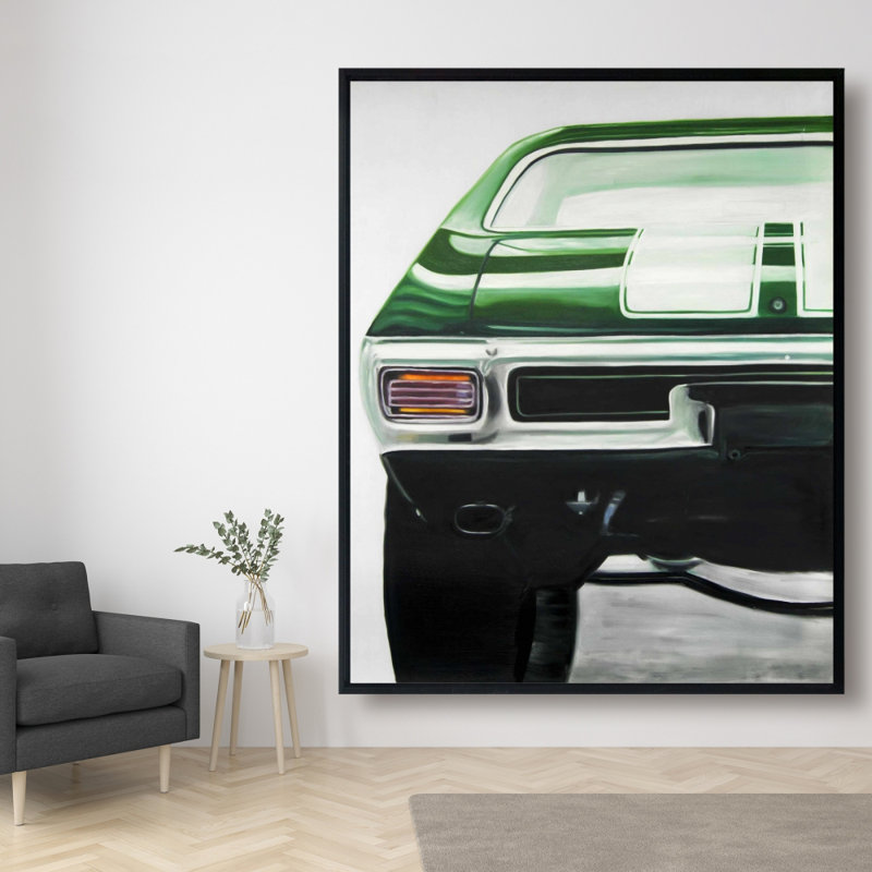 Classic Dark Green Car Print On Canvas