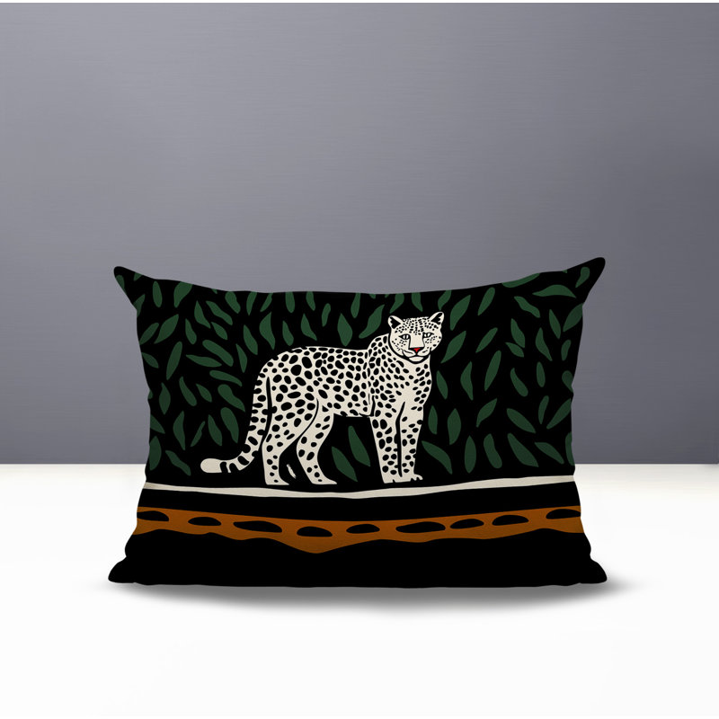 Hota Leopard Reversible Indoor/Outdoor Rectangle Pillow, Rectangle 14"H x 20"W, Orange