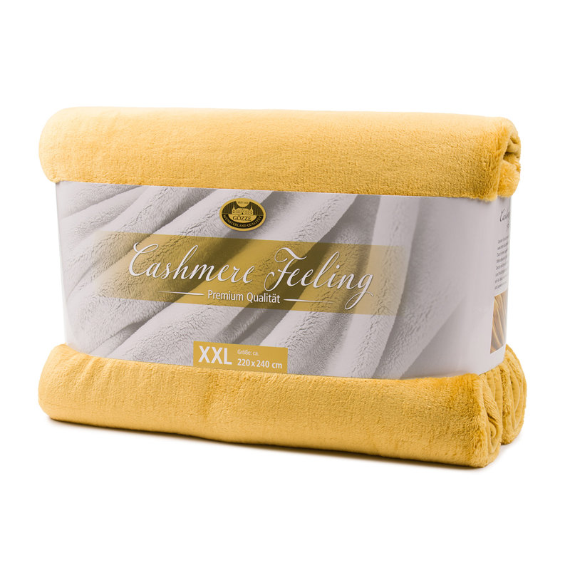 Throw Blanket, W240 x L220cm, Mustard