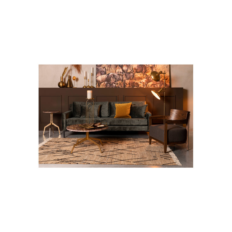 Ishank Abstract Area Rug in Beige/Black, Rectangle 6' x 8'