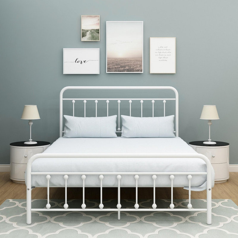 Victorian Style Platform Bed Frame, White