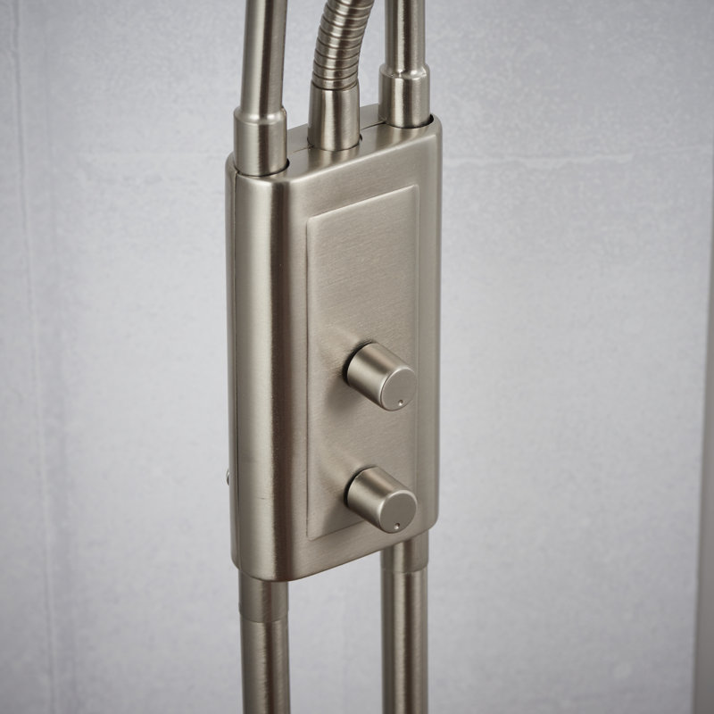 Gabriela 182cm Torchiere Floor Lamp, Satin Chrome