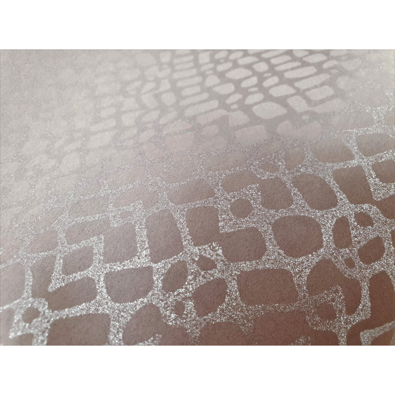 Slow Living Metallic Geometric Motif Wallpaper Roll, Dusty Lilac