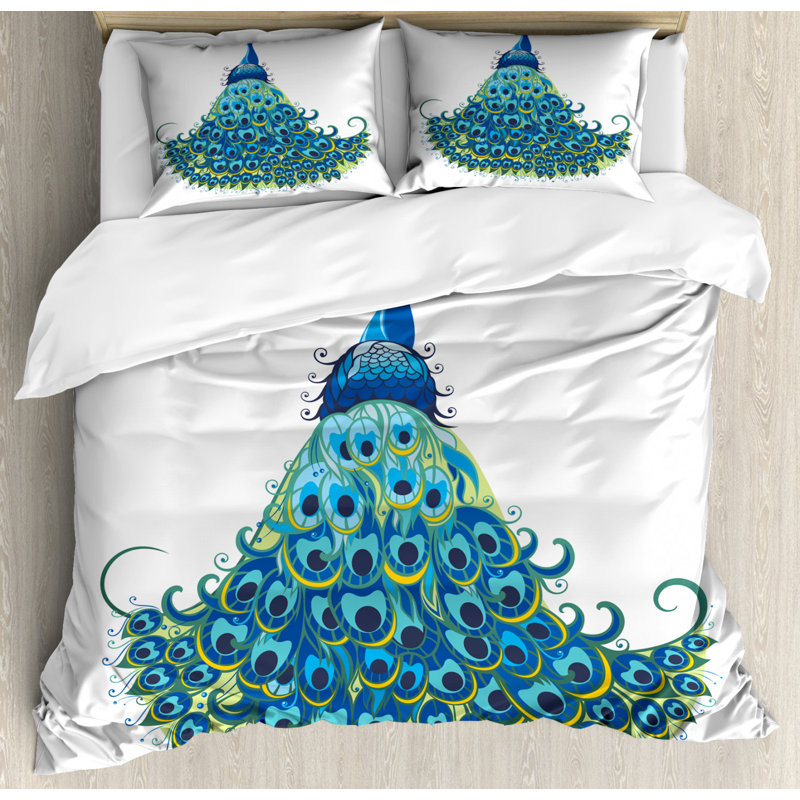 Bartholomew Blue Microfibre 350 TC Duvet Cover Set, Double - 2 Pillowcases (80 x 80 cm)