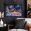 Impression sur toile encadrée noire, village de Noël impressionniste, nuit d'hiver enneigée