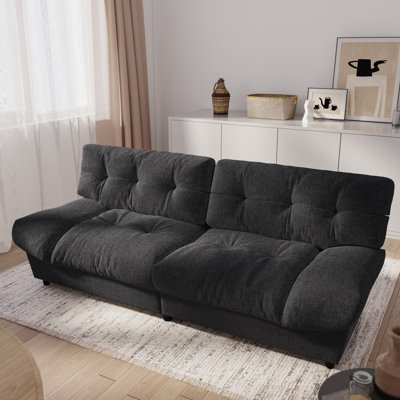 80" Chenille Cloud Couch, Overstuffed Loveseat with Pillow-Designed Armrests and Deep Seating, Perfect for Small Spaces, Dark Gray